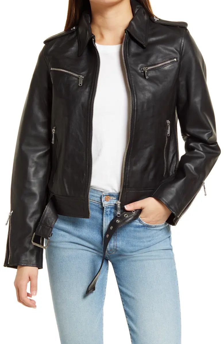 Single Breasted Leather Moto Jacket | Nordstrom