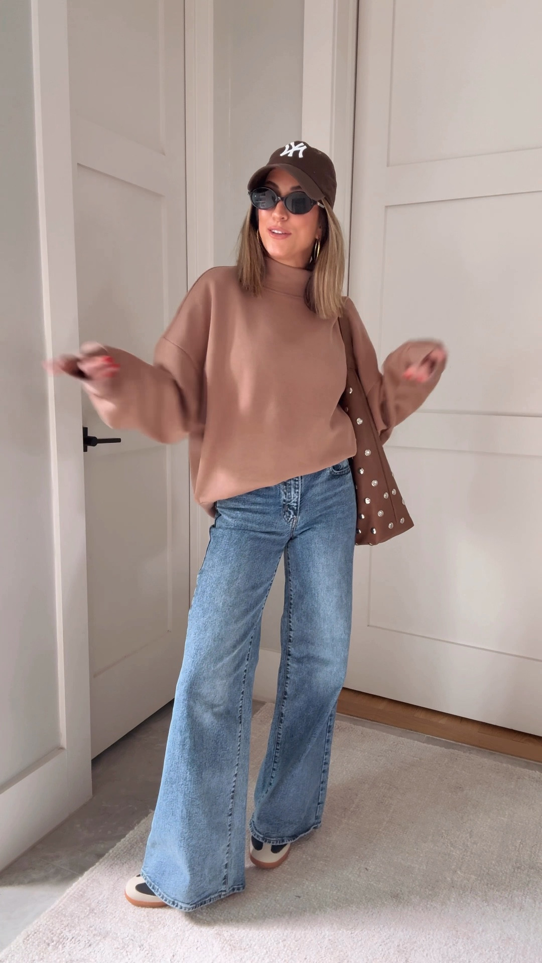 Easy outfit of the day 🤎 sweater is true to size! 