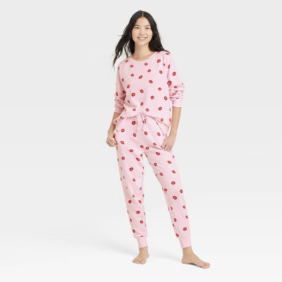 Women's Fleece Sweatshirt - Colsie™ Pink/Kisses L | Target