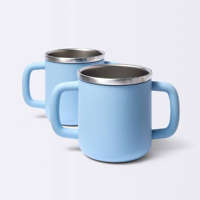 8 fl oz Stainless Steel Open Cups - Blue - 2pk - Cloud Island™: Silicone, 3.06" Height, 5.75" Width | Target