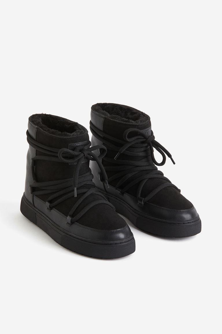 Laced Padded Boots - Black - Ladies | H&M US | H&M (US + CA)