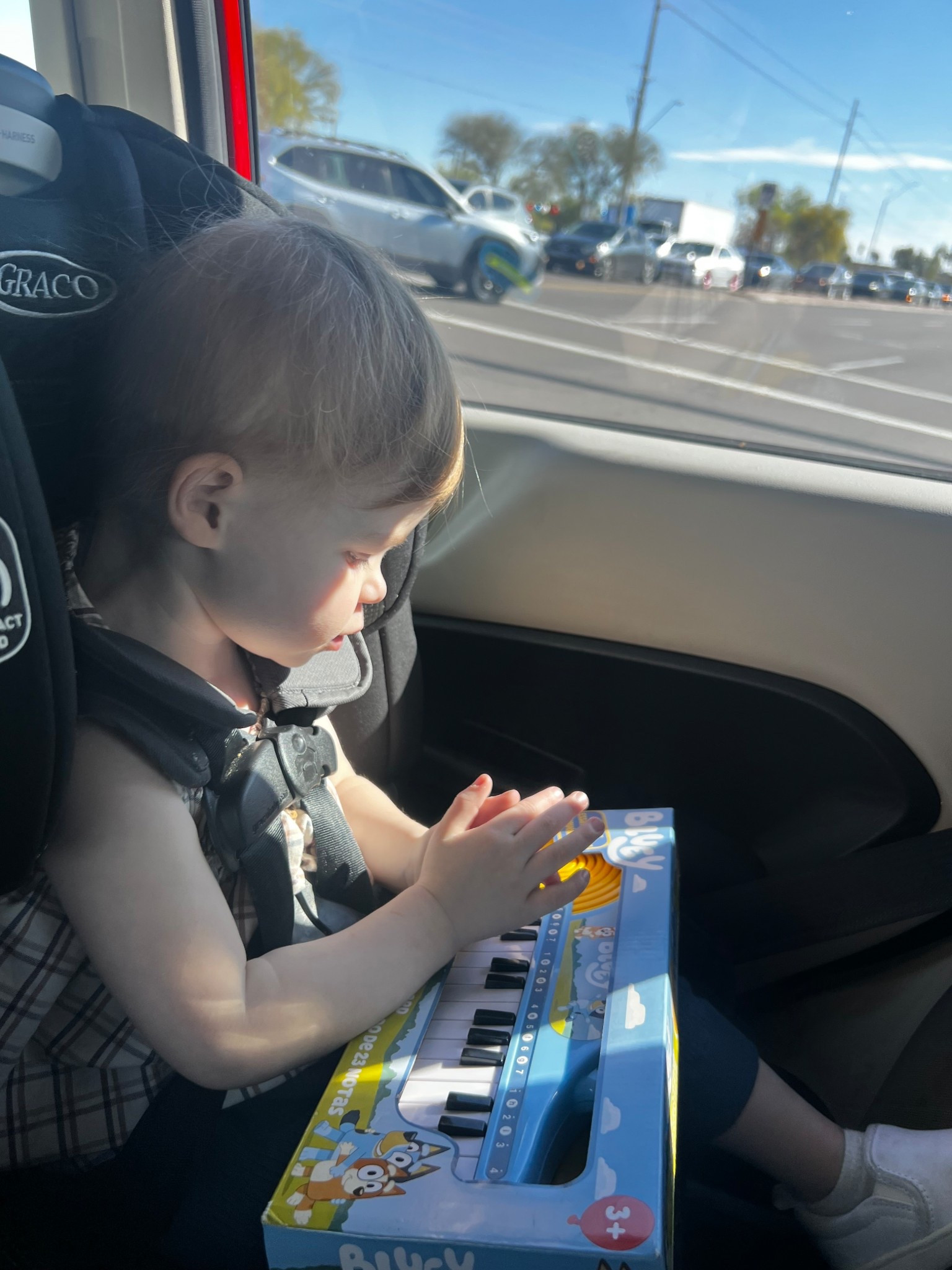 We went to breakfast this morning and Matt walked Tenney around while we were waiting on our food. Tenney found a toy in the store that she wanted. Matt told her she had to eat her breakfast and ask mom but could probably get it after breakfast. 
She ate her breakfast and then immediately walked me straight to the toy she wanted. 
We are now the proud owners of a bluey mini piano 😂🫶🏻😂 I found it on @amazon so you can own one too! 

#LTKKids #LTKmomlife