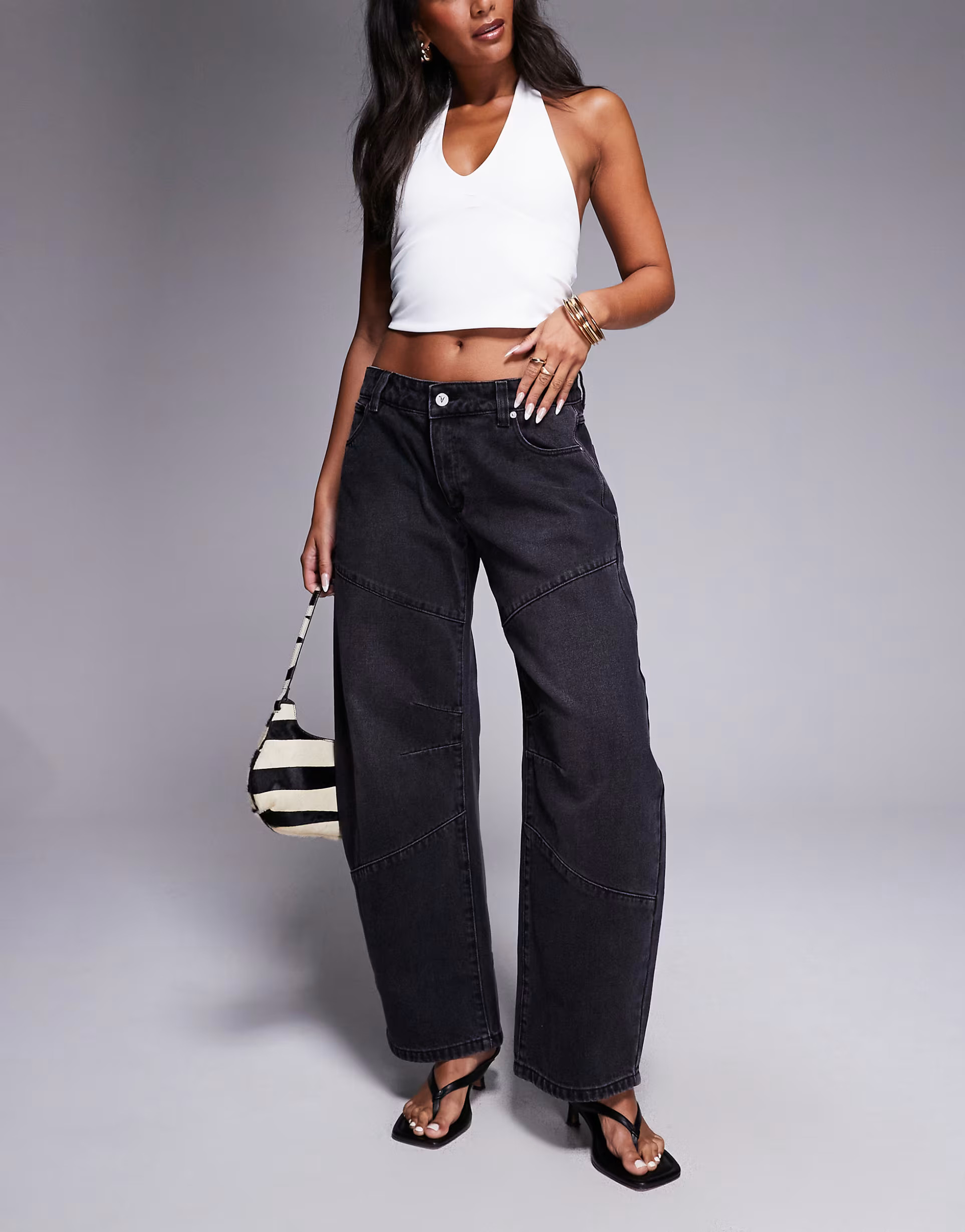 Abrand Jeans 99 low barrel jeans in washed black | ASOS (Global)