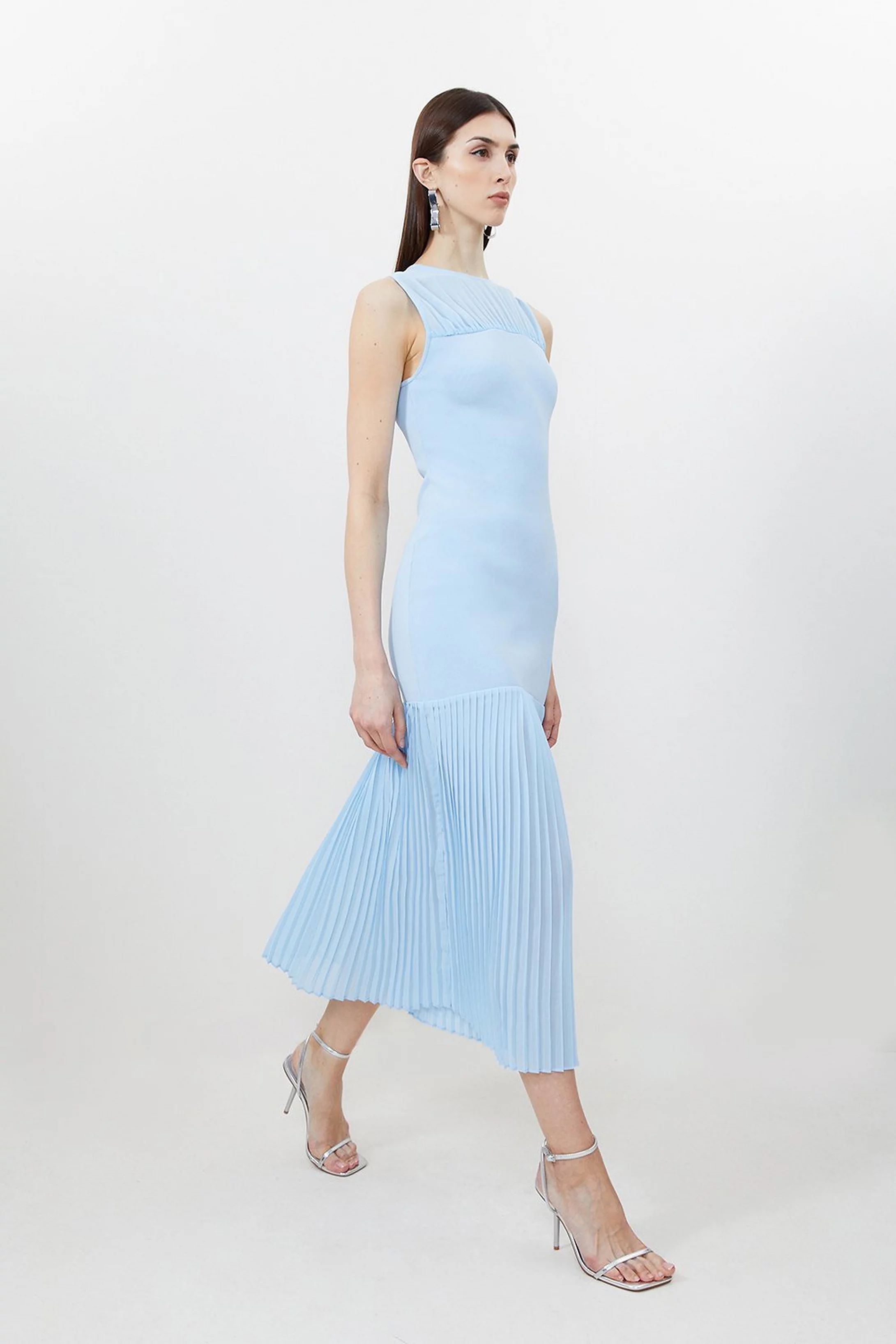 Figure Form Woven Bandage Mix Dress | Karen Millen UK + IE + DE + NL