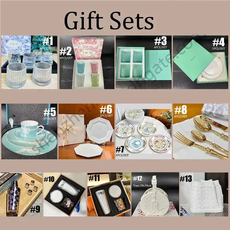 Premium Brand DUPE Gifts Vase Flatware Sets Dinner Plates Water Glass Cups Knife and Fork Set wit... | DHGate