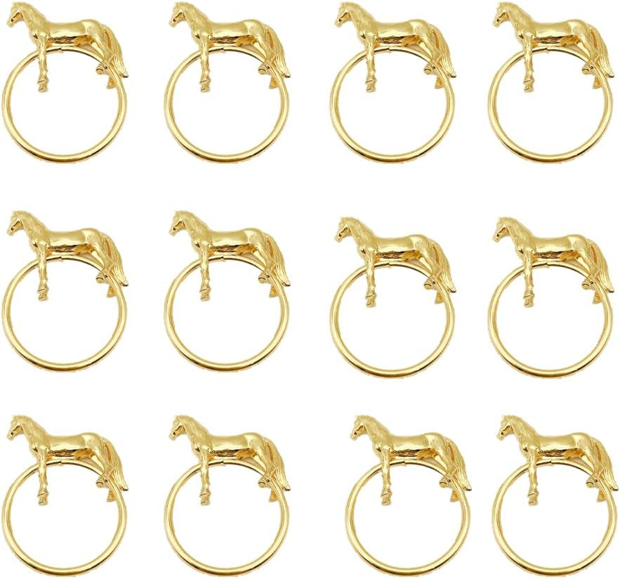 Standing Horse Shape Napkin Ring Metal Napkin Buckle Napkin Hotel/Hotel Supplies Napkin Rings Set of 12 - Gold | Amazon (US)