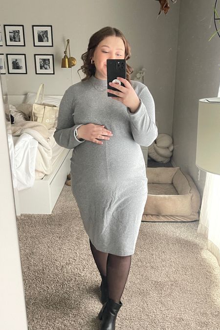The coziest maternity dress. 🫶🏼 I’ve worn this to an interview AND to run errands (paired with a hat & sneakers). It’s a thicker material and so so comfy! 

#LTKunder50 #LTKstyletip #LTKbump