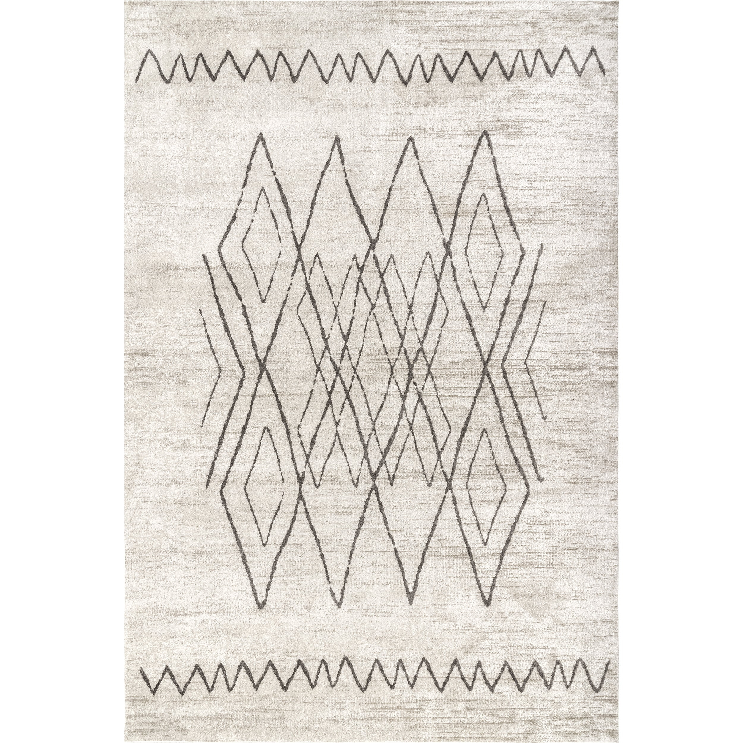 nuLOOM Miriam Machine Washable Geometric Diamond Area Rug, 8' x 10', Beige | Walmart (US)
