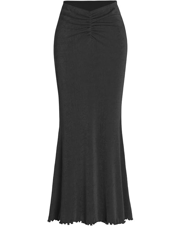 CIDER High Waist Skirts for Women Mermaid Skirt Fishtail Ruched Bodycon Long Maxi Skirt Lettuce T... | Amazon (US)