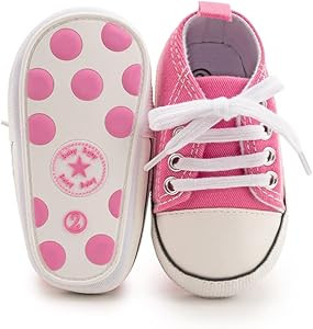 Baby Girls Boys Shoes Soft Anti-Slip Sole Newborn First Walkers Star High Top Canvas Denim Unisex... | Amazon (US)