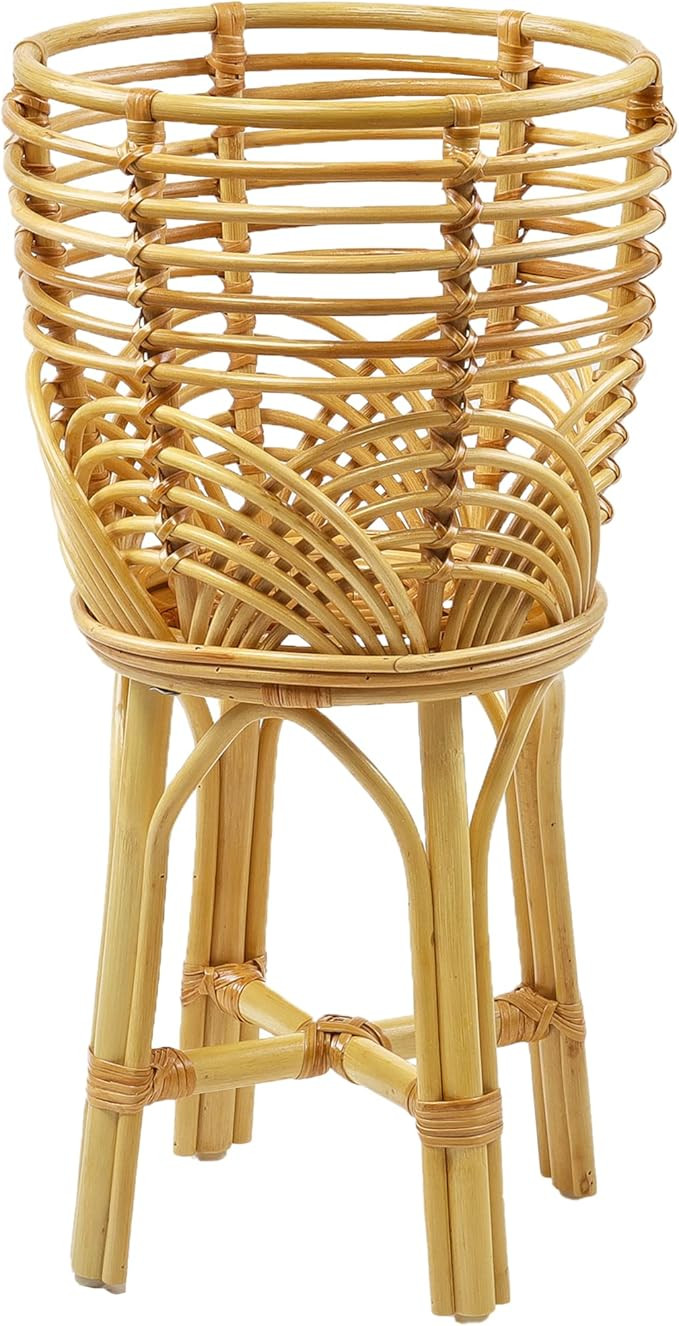 DAN TRA Rattan Flower Stand, Boho Rattan Planter, Vintage Plant Holder, Flower Basket w/Assemble ... | Amazon (US)