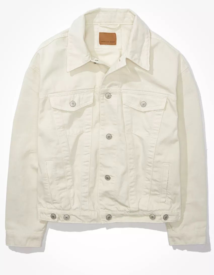 AE '90s Boyfriend Oversized White Denim Jacket | American Eagle Outfitters (US & CA)
