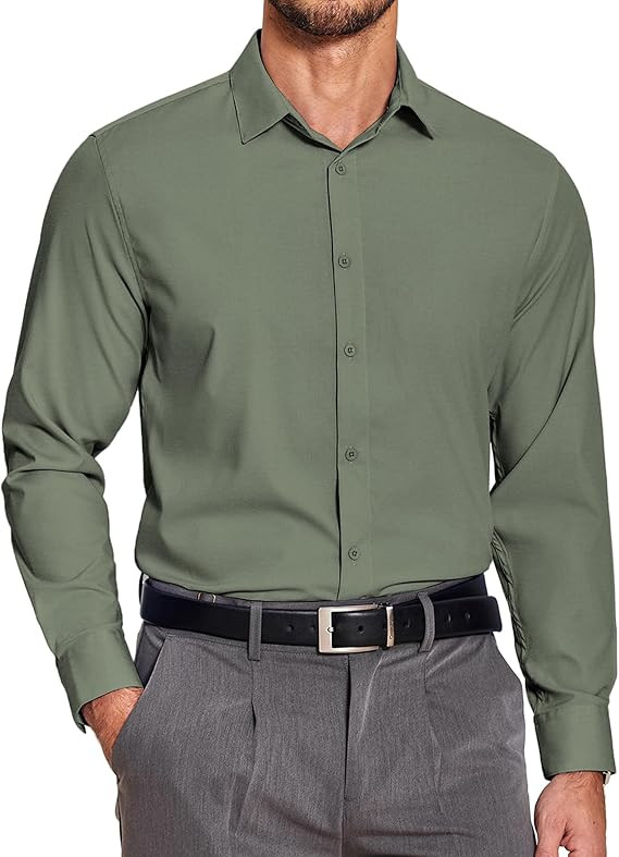 COOFANDY Men's Slim Fit Business Dress Shirts Wrinkle Free Long Sleeve Button Up Shirts Solid For... | Amazon (US)