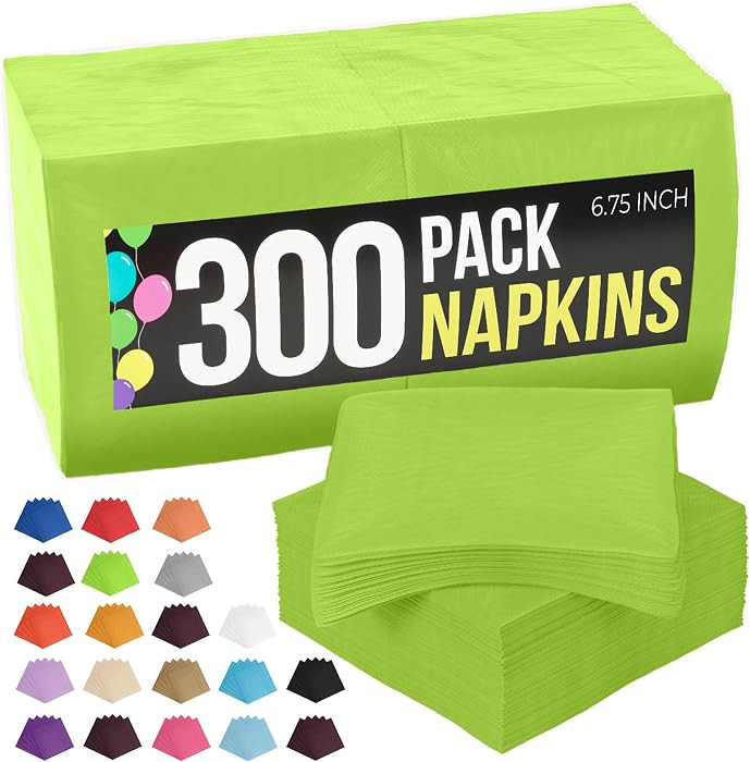 Party Solids Lime Green Napkins Disposable Everyday 300 Pcs 2 Ply Lime Green Dinner Napkins Bulk ... | Amazon (US)