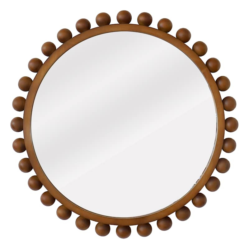Wood Beaded Wall Mirror, 30" | At Home