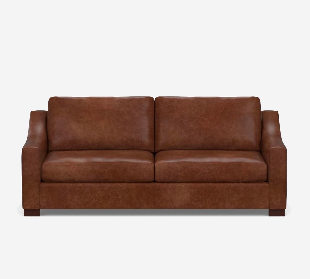 Turner Slope Arm Leather Sofa | Pottery Barn (US)