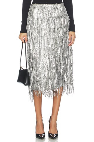 Billie Sequin Midi Skirt in Gunmetal | Revolve Clothing (Global)