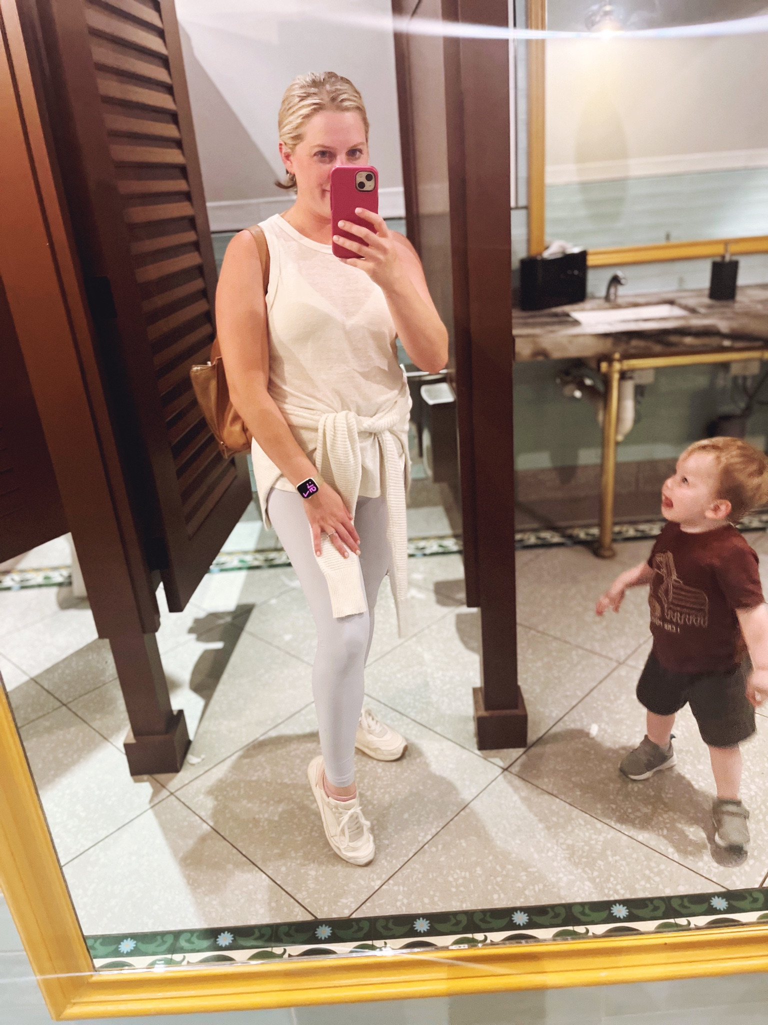 POV: fit check in a Mexican restaurant bathroom 😂 These leggings are literally SO soft. I did a 10 hour drive alone with three kids wearing this outfit and honestly I probably could’ve gone to sleep with these leggings on. 

#LTKstyletip #LTKfindsunder50 #LTKsalealert