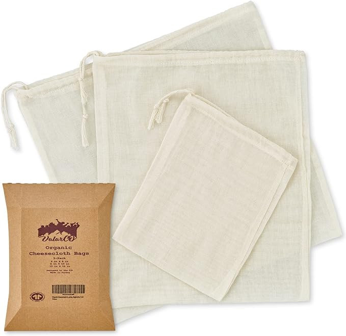 Organic Cheesecloth Nut Milk Bag Strainer 3-Pack, GOTS Certified Cheese Cloths for Straining Food... | Amazon (US)