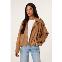 Light Tan Suedette Puffball Jacket | PrettyLittleThing UK