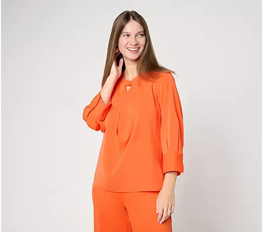 Make Your Selection: Carla Rockmore Collection Crepe Drape Front Blouse | QVC