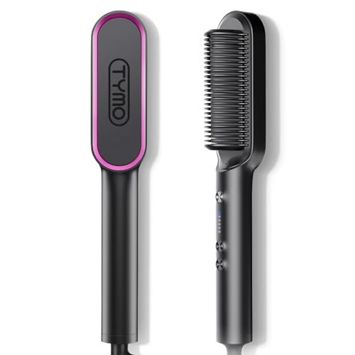 Tymo hair straightener brush - Tymo ring curly hair straightener with 20s fast heating, 5 thermostatic level hot hair straightener combs, 30 minute auto-off & 110V-240V, hair silky straightening brush | Amazon (US)