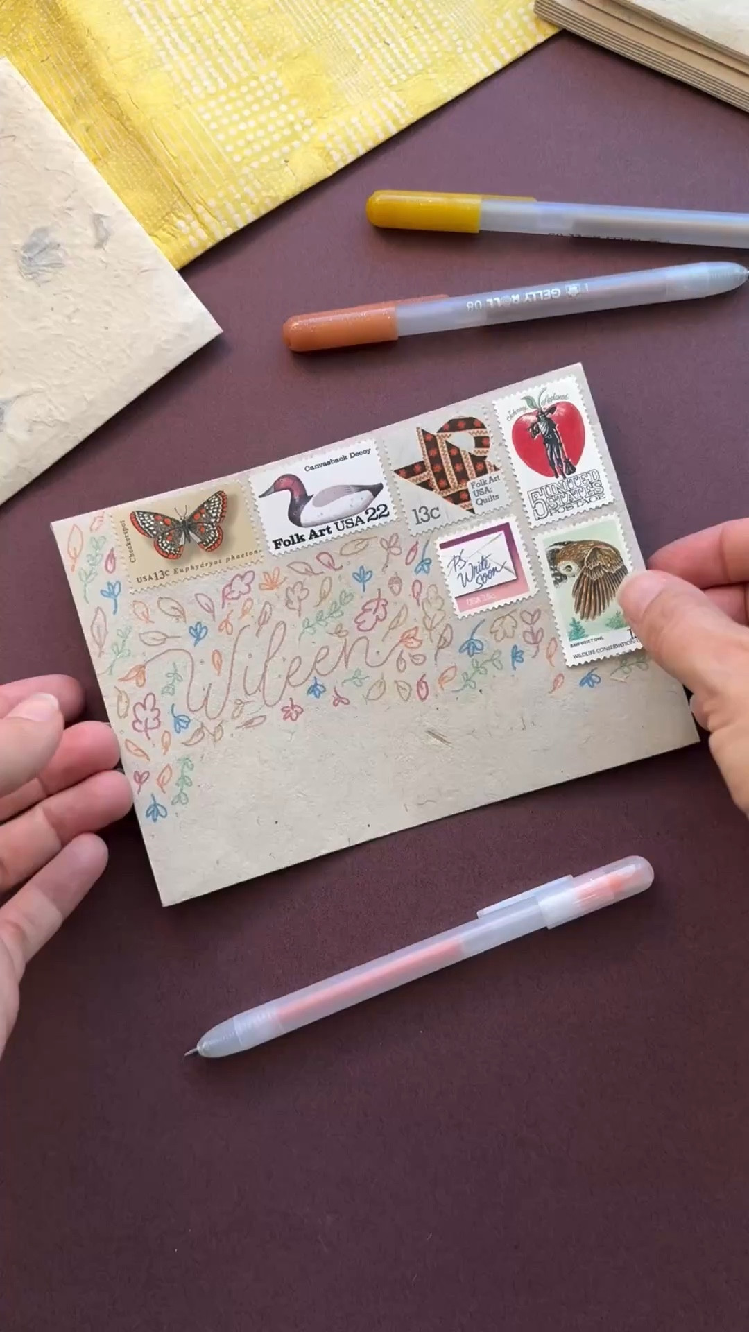 Let’s send some vintage fall mail together. 💌🍂

Find this stationery and more at Paper Source. Use code BRENNAMEDIA10 to save 10% on your next online order at PaperSource.com  

I rarely use vintage stamps, but this fancy stationery set #gifted to me by @papersource called for some *fancy* stamps. I dug through my collection to find some warm red, oranges and browns.

Next, I mapped out my stamp placement and penciled myself a guideline so I could avoid writing under my stamps. Then, I lettered and doodled with my new retractable @sakuraofamerica Gelly Roll pens. For whatever reason, the click on them is so satisfying.

My feed is about to go hard with fall mail, especially in October, so stay around to see and maybe get some of it in your mailbox!

@papersource #papersource #papersourcecreativecollective #gellyroll #sakuraofamerica #gellyrollpens #vintagestamps #vintagestamp #postagestamps #snailmail #snailmailideas #snailmaillove #mailart #fallmail #fallsnailmail #gelpenlettering