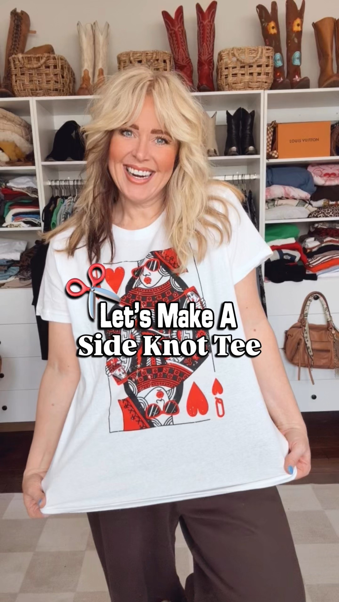 Let’s make a side knot tee 
Love this one ✂️ so fun and makes the cutest side knot! 
Tee XL
Jeans I size down one  
Adidas I size down one 
NECKLACE is @twistedsilver save there with code MANDIE20 

#LTKOver40 #LTKootd #LTKgrwm