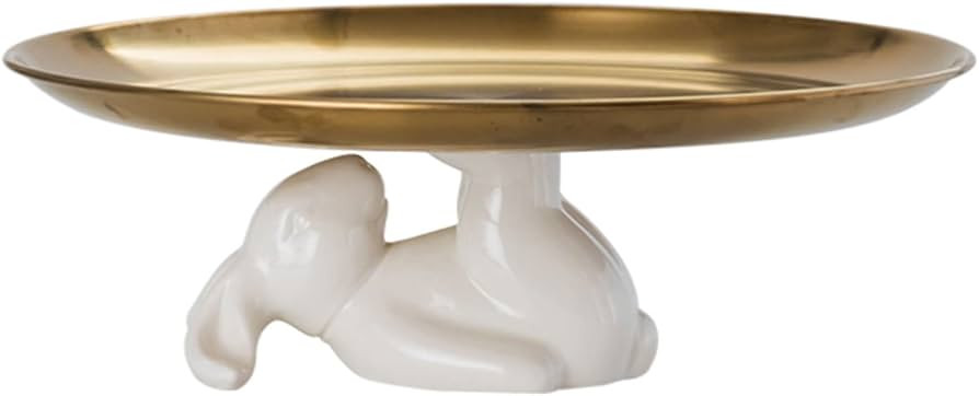 Ceramic Rabbit Cake Stand Animal Bunny Candy Dish Gifts White and Gold Serving Platter and Cake P... | Amazon (CA)