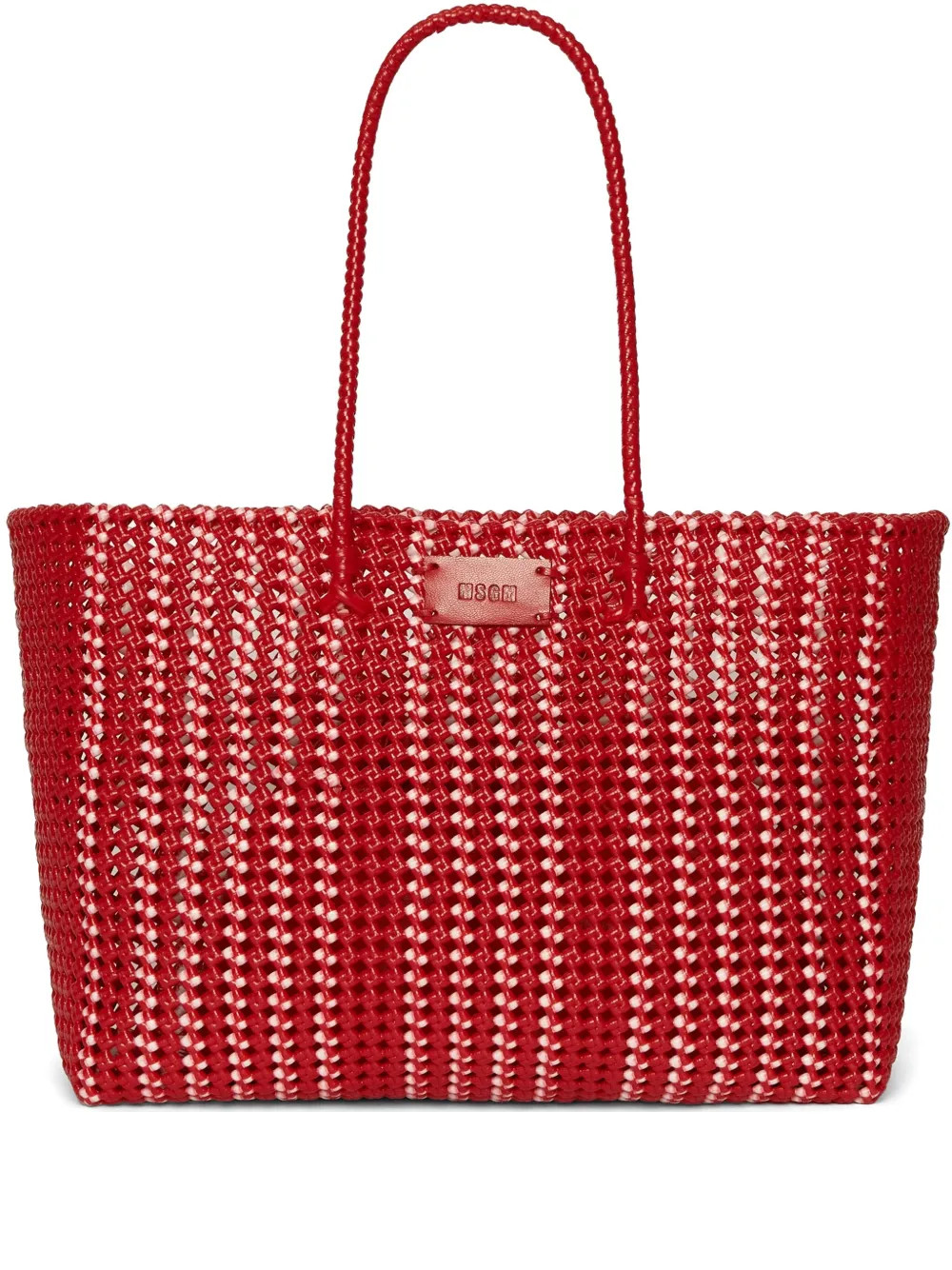 MSGM Large Woven logo-patch Tote Bag | Red | FARFETCH | Farfetch Global