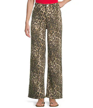 GB Wide Leg Baggy Leopard Pants | Dillard's | Dillard's