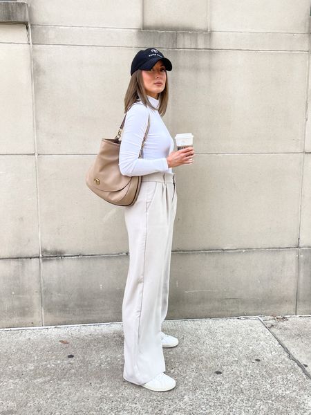 anine bing hat
abercrombie mock neck top (sized up one to small)
abercrombie trouser (sized up one to a small short)
veja sneakers (38, same as my golden goose super star size - normally a 7/7.5)
coach bag 

#LTKunder100 #LTKstyletip #LTKSale