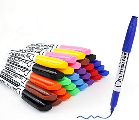 Volcanics Dry Erase Markers Low Odor Fine Whiteboard Markers Thin Box of 30, 10 Colors | Amazon (US)