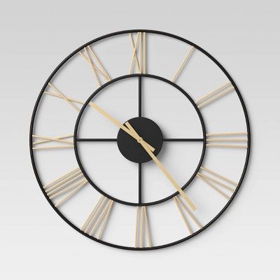 20&#34; Decorative Wall Clock Gold/Black - Threshold&#8482; | Target