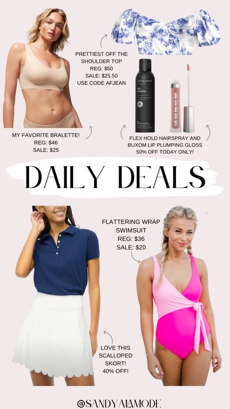 Daily deals // ulta beauty sale // soma enbliss bralette // spring fashion // spring outfits // summer outfits // swimsuit // scallop skirt // Abercrombie sale // off the shoulder top 

#LTKsalealert