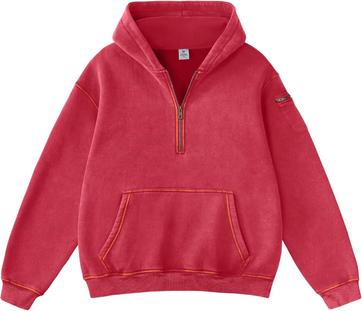 FAIABLE Mens Hoodies Fleece Fall Fashion Outfits Half Zip Sweatshirts Winter Jackets Oversized Pu... | Amazon (US)