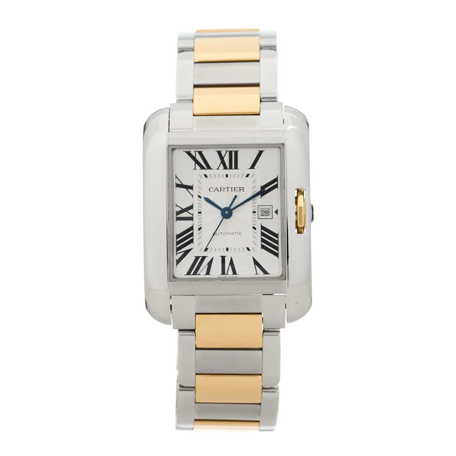 Stainless Steel 18K Yellow Gold 30mm Tank Anglaise Automatic Watch | FASHIONPHILE (US)
