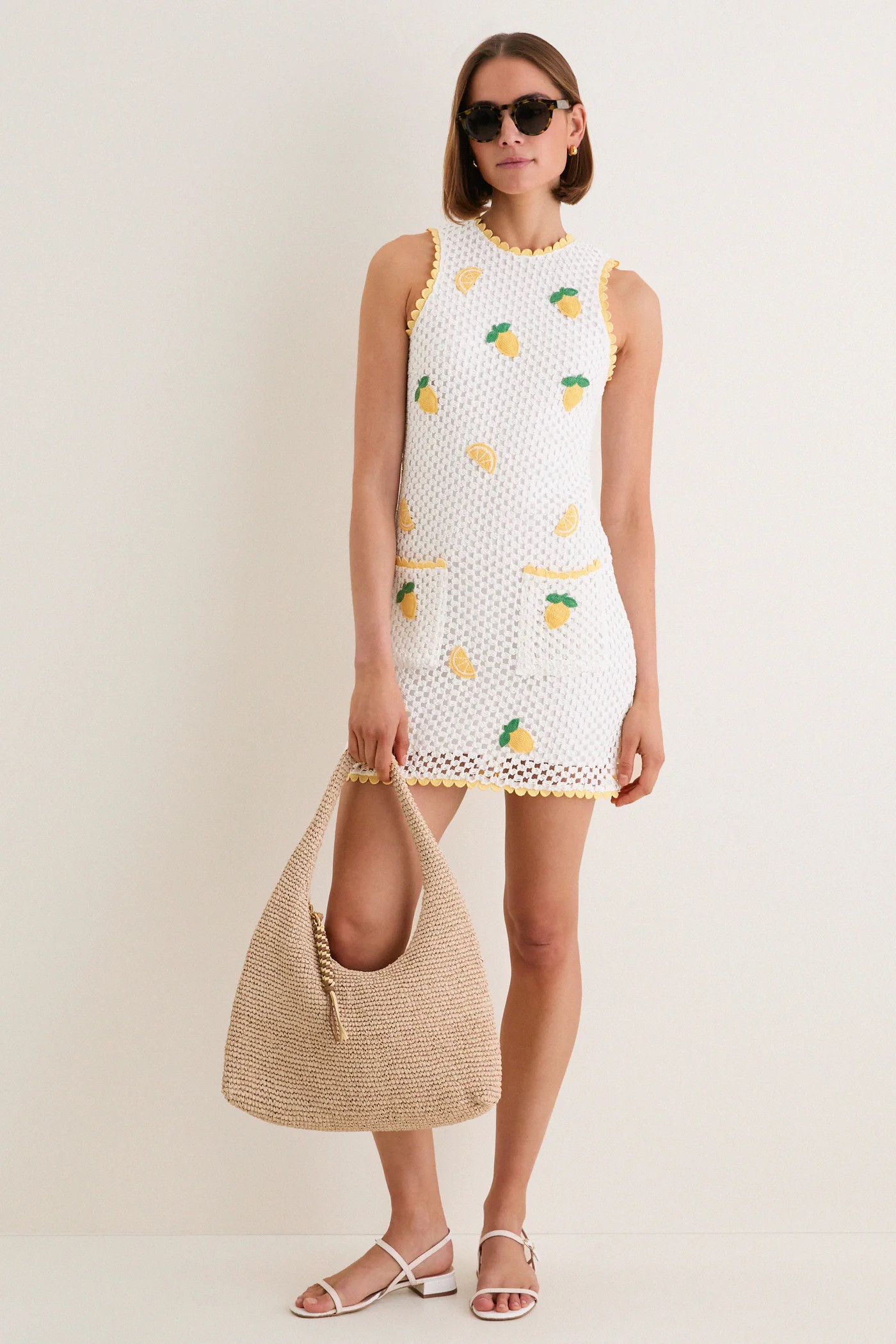 Bright White Lemon Crochet Wynn Mini Dress | Tuckernuck (US)