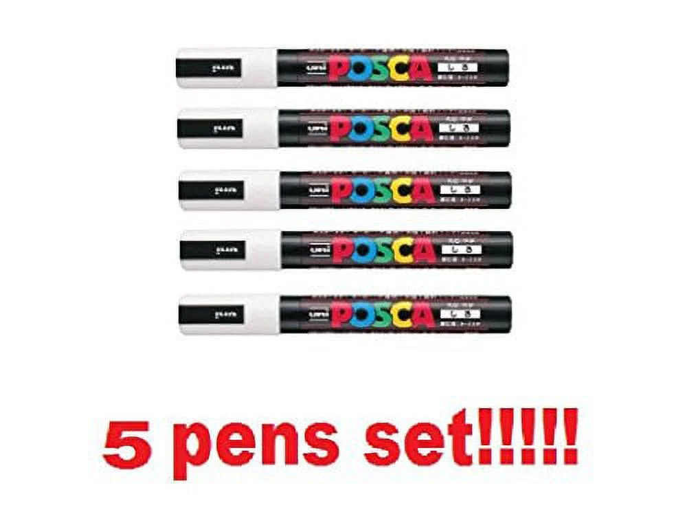 [5 Pens Set!!] uni Posca Poster Color Marker Medium Size PC-5M, White - Walmart.com | Walmart (US)