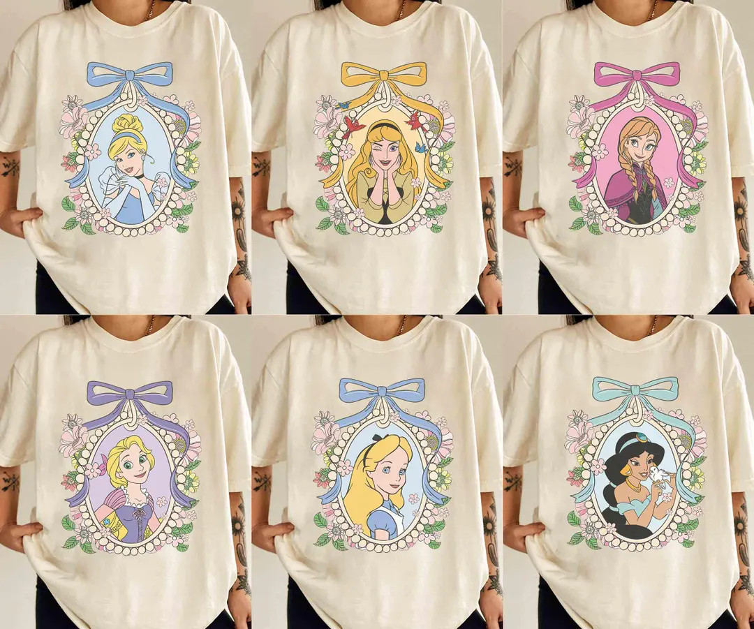 Retro Comfort Colors Disney Princess Shirt, Coquette Disney Princess Tee, Disney Girl Trip Tee, D... | Etsy (US)