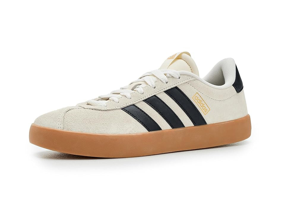 adidas VL Court 3.0 Women's Shoes Cream White/Black/Gold Metallic : 9 B - Medium, Leather | Zappos