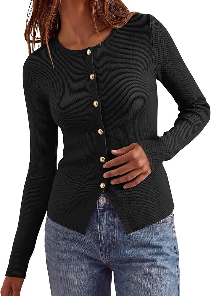 PRETTYGARDEN Long Sleeve Button Front Cardigan Sweaters for Women Fall Tops | Amazon (US)