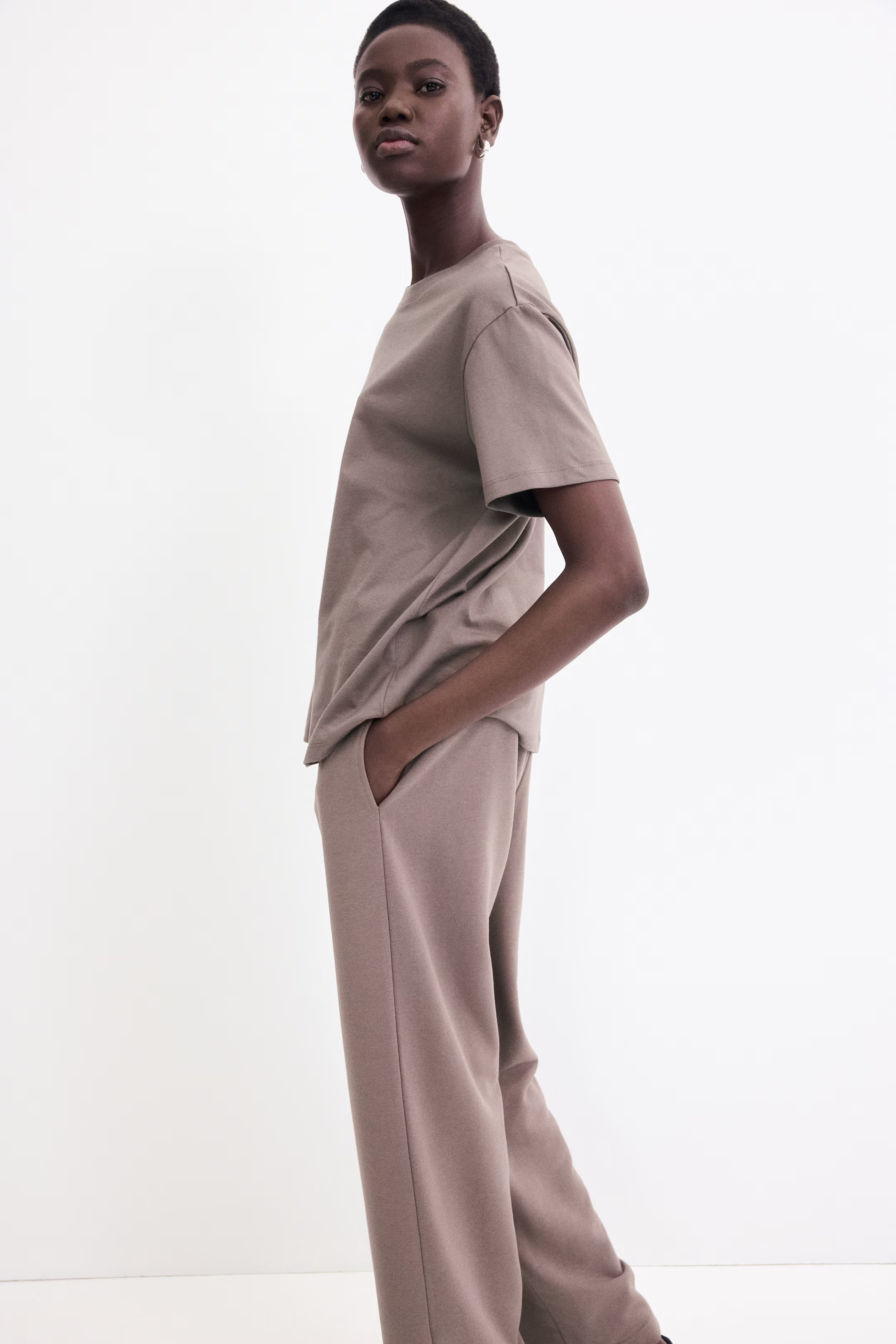 Women's Dark taupe Cotton T-shirt | H&M CA | H&M (US + CA)