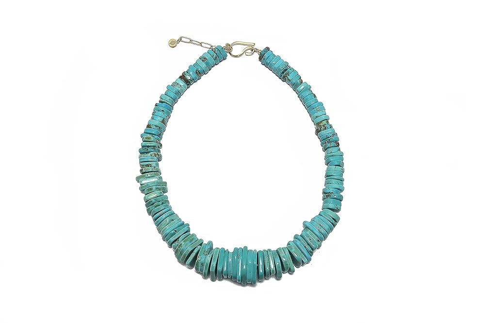 Extra Big Statement Turquoise Slices Beaded Necklace - Handmade Gemstone Necklace - Large Turquoi... | Amazon (US)