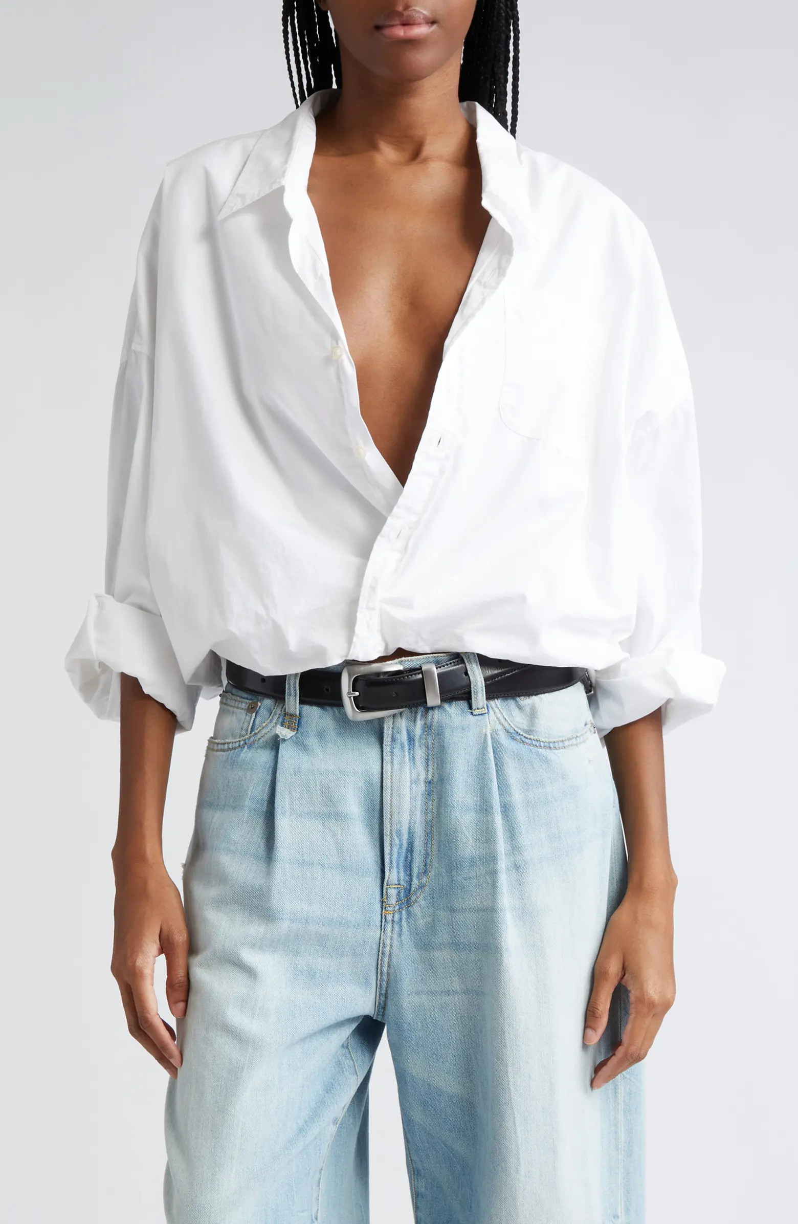 Bubble Hem Cotton Button-Up Shirt | Nordstrom
