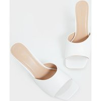 White Square Toe Mule High Heels | PrettyLittleThing CAN