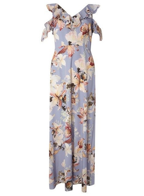 Lilac Floral Print Cold Shoulder Maxi Dress | Dorothy Perkins US