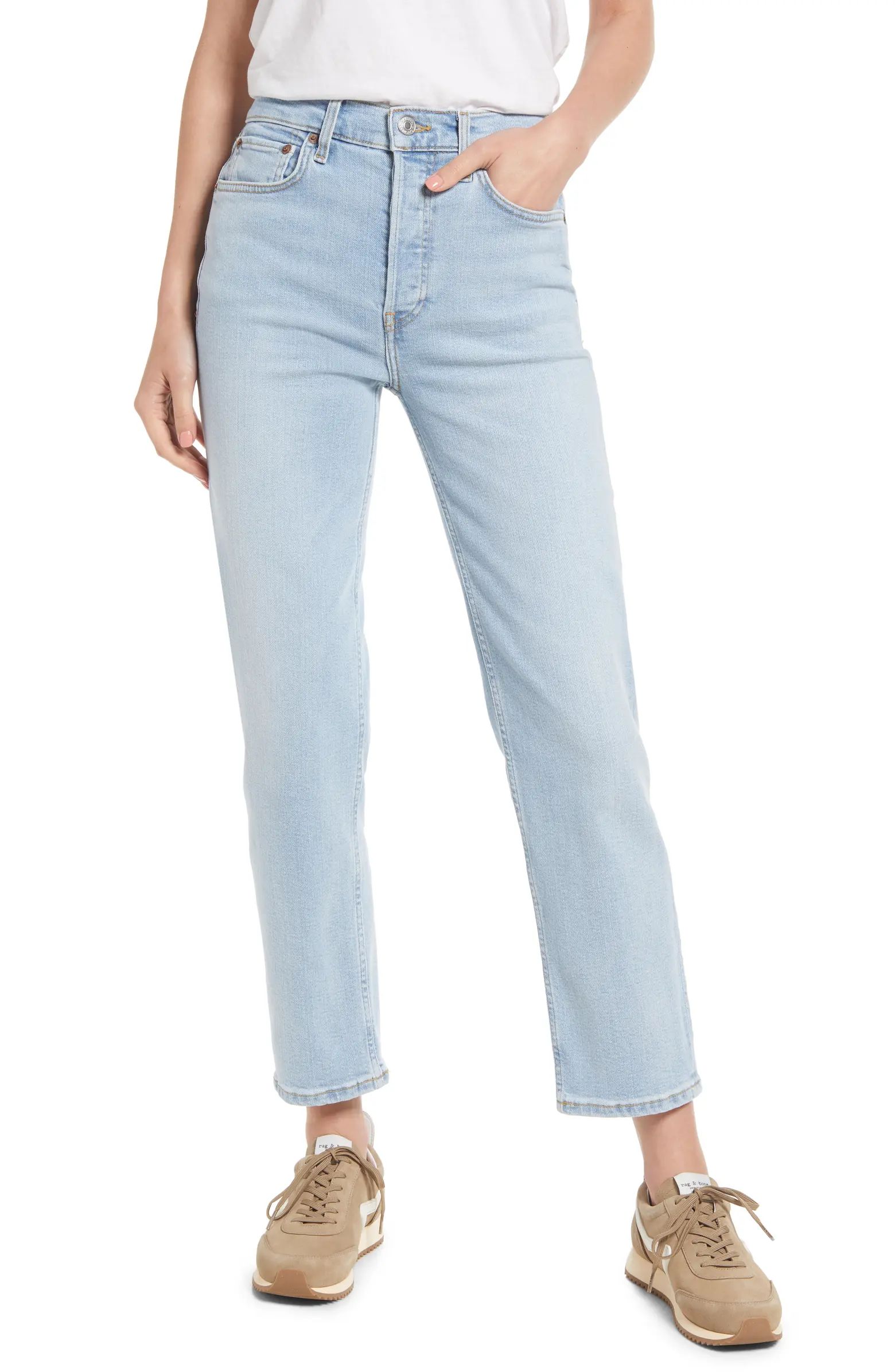 Re/Done '70's Stove Pipe Ripped Raw Hem Jeans | Nordstrom | Nordstrom