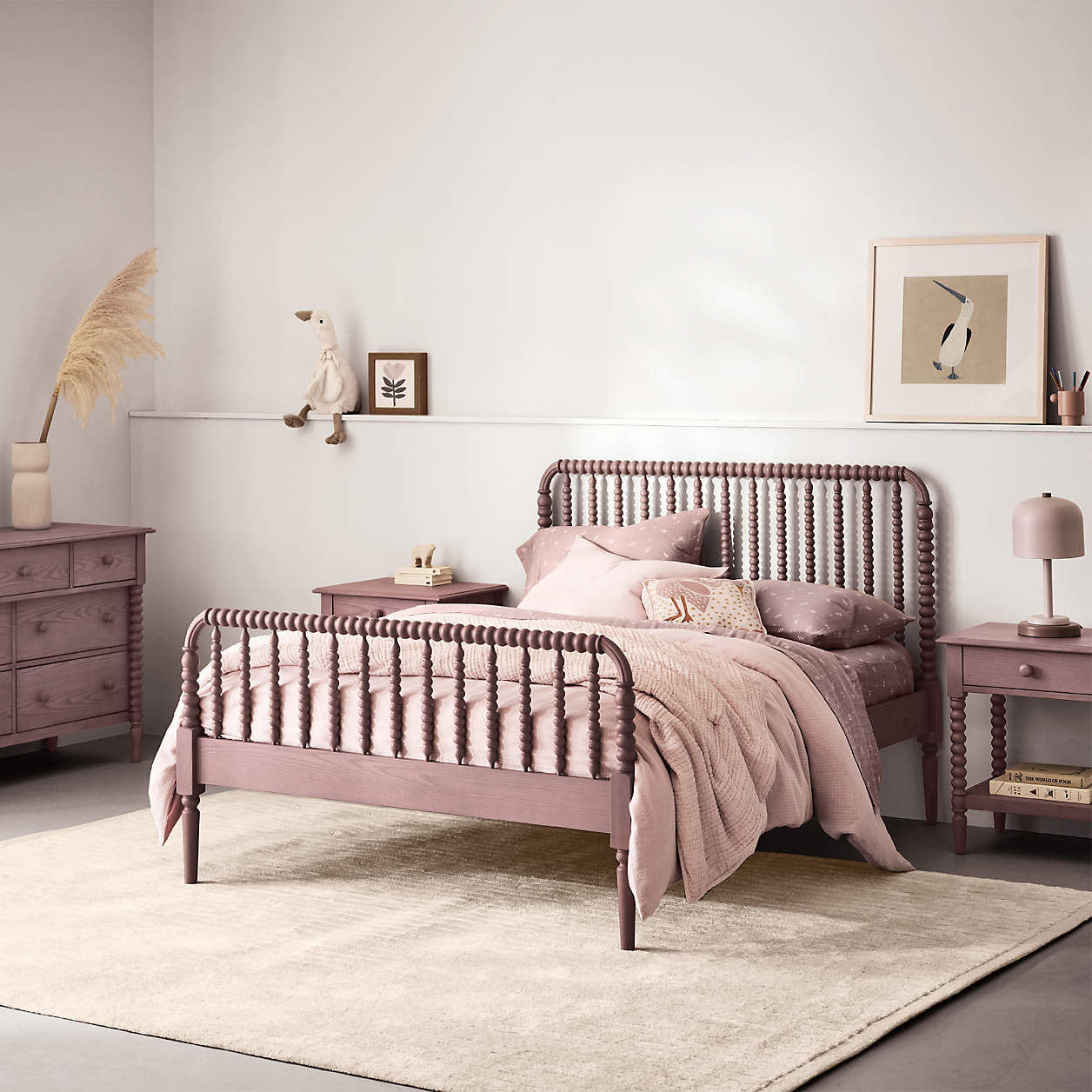Jenny Lind Dyed Lilac Rose Wood Kids Twin Bed + Reviews | Crate & Kids | Crate & Barrel