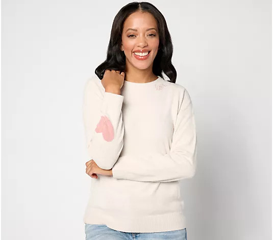 Barefoot Dreams CozyChic Ultra Lite Love Crewneck | QVC